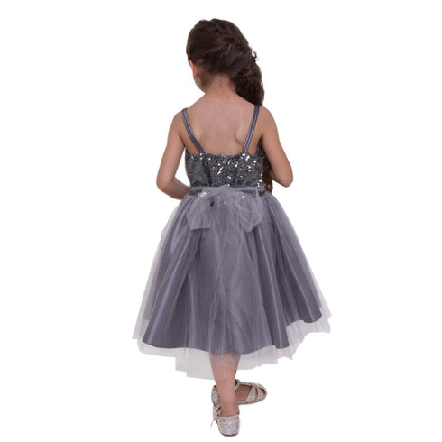 Petite Adele Little Girls Grey Sequined Top Tulle Flower Girl Dress 2T-6 - SophiasStyle.com